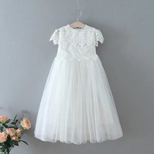 NICOLETTE'S COUTURE THE SIENNA DRESS - WHITE-FLOWER GIRL DRESS-12 MONTHS